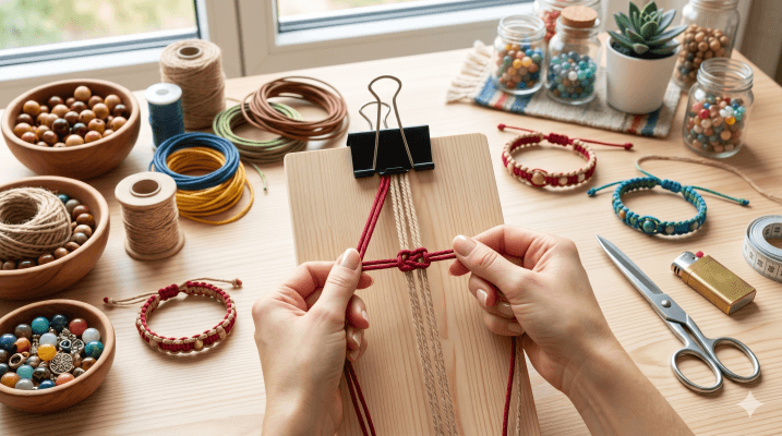 Cách làm đồ handmade vòng tay thắt nút kép đơn giản tại nhà