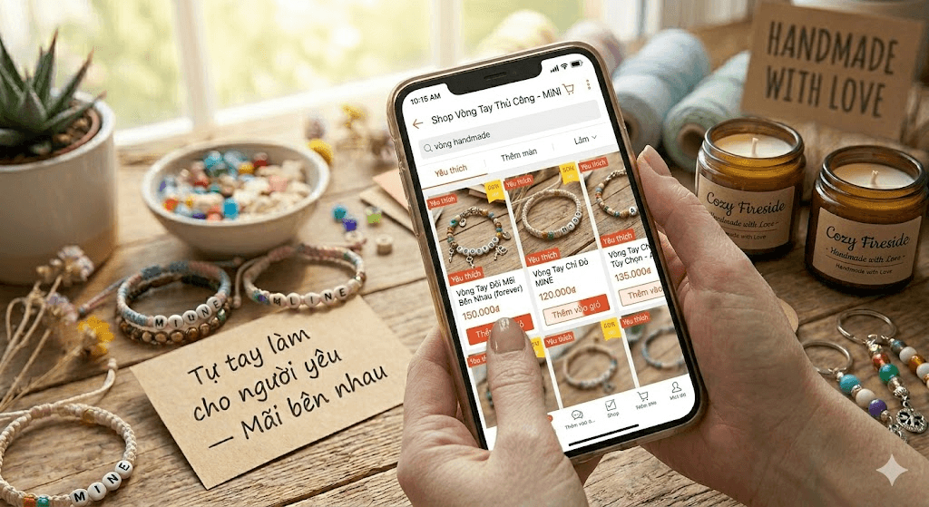 mua vòng tay bằng hạt cườm online uy tín