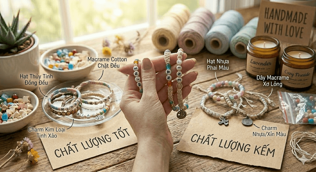So sánh vòng tay hạt cườm tốt và kém